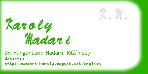 karoly madari business card